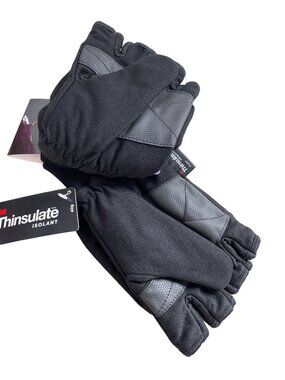 Hand Armor Gloves Mittens Large Fingerless Convertible Thinsulate Velcro NEW